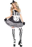 Alice in Wonderland, costume dress, lacing, ruffles, black and white